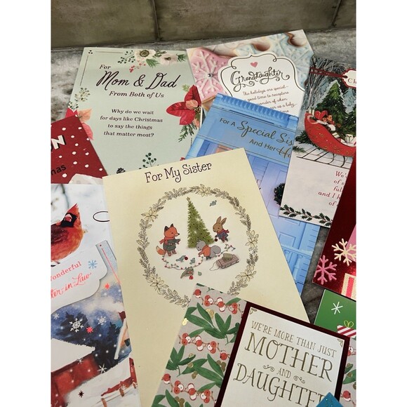 Lot Of 20 Christmas Cards Hallmark Random Family No Duplicates With Envelopes - Picture 4 of 9